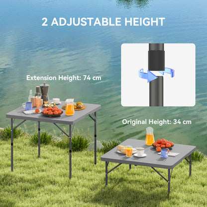 3ft Folding Camping Table, Heavy Duty Picnic Table with 2 Adjustable Height for Indoor Outdoor Garden, Party, BBQ, Dark Grey