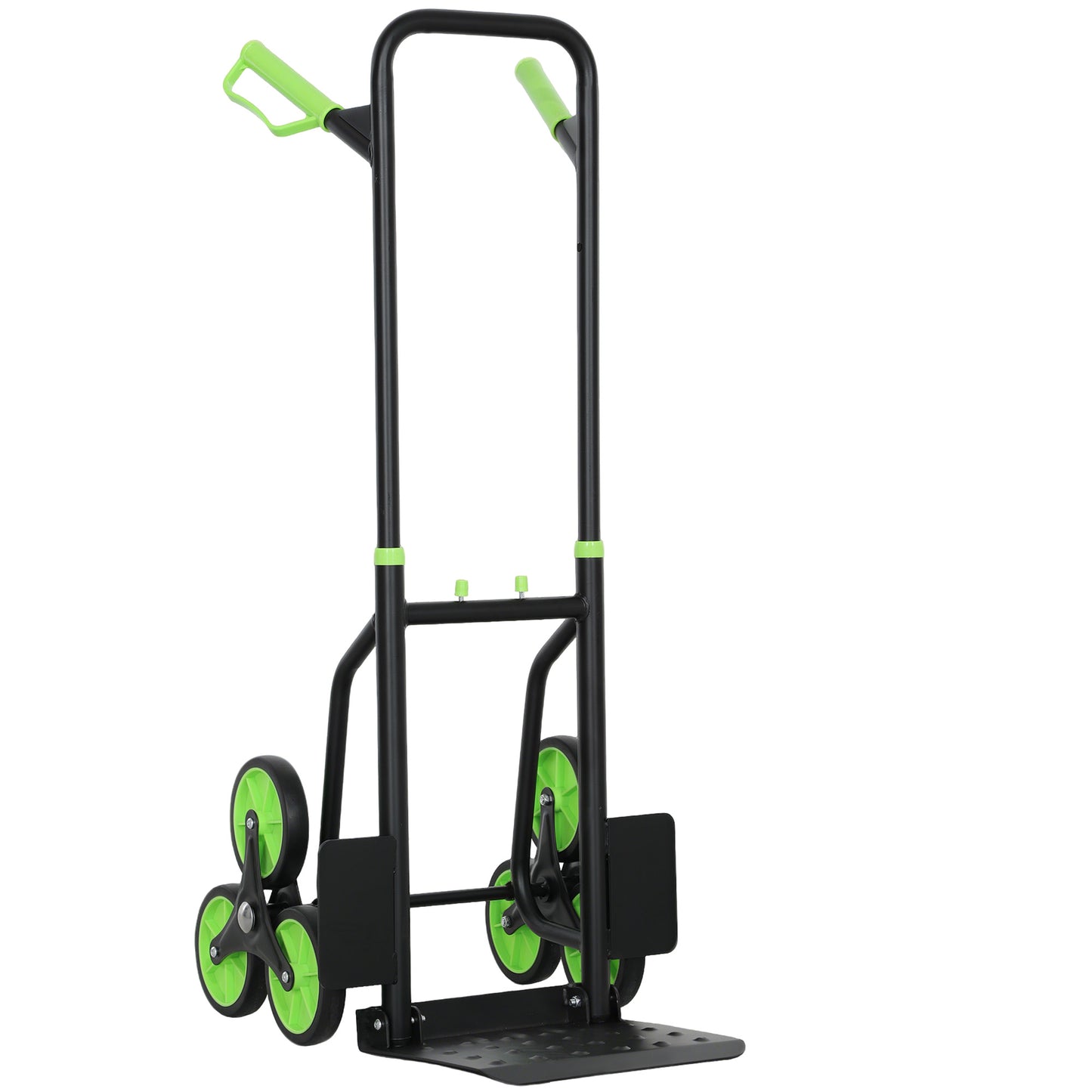 DURHAND Steel Climbing Stairs Trolley Hand Trucks 6-Wheels Foldable Load Cart 120kg, Green / Orange