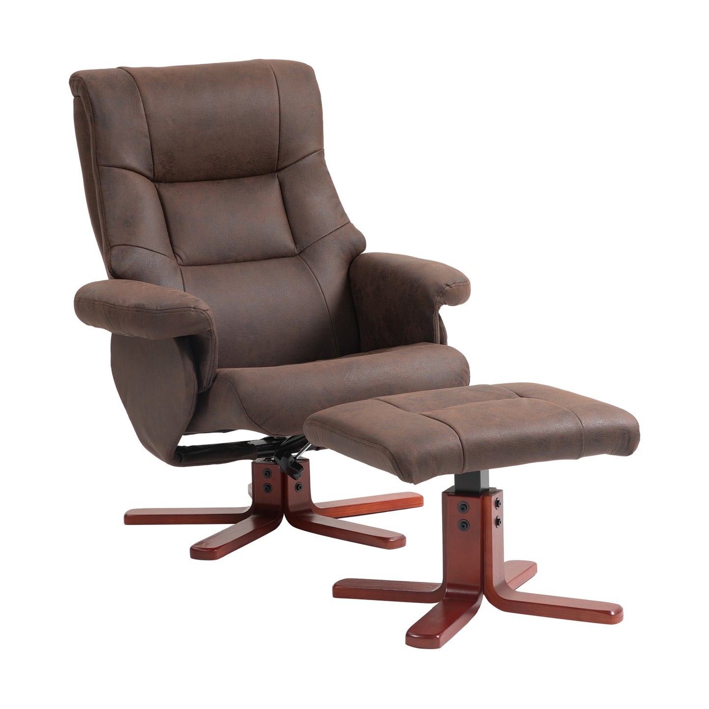 Faux Microfibre Leather Manual Recliner and Footstool Set