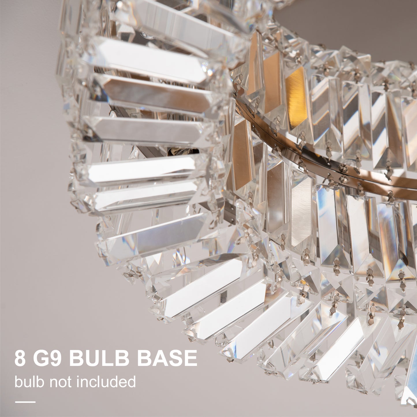 Set of 2 Crystal Ceiling Chandeliers | Flush Mount | Silver Tone | Ø50cm