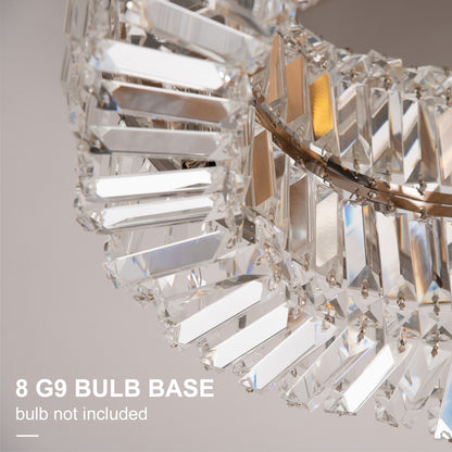 Set of 2 Crystal Ceiling Chandeliers | Flush Mount | Silver Tone | Ø50cm