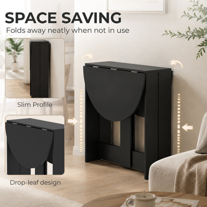 Black Drop-Leaf Dining Table | Folding Space-Saving Table with 3 Configurations | Seats 2-4 | 104 x 76 x 73.7 cm | Kitchen & Small Apartment Furniture