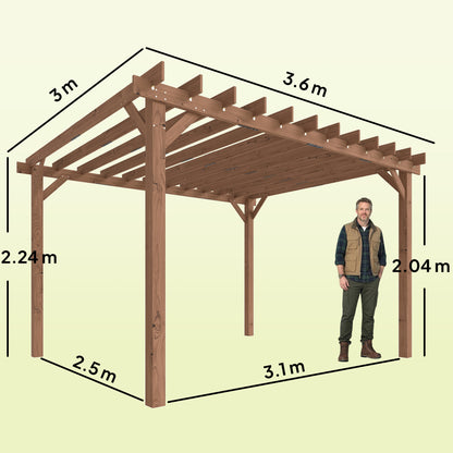 3.6 x 3 m Wooden Pergola Kit, Garden Pergola Gazebo Grape Trellis with Triangle Supports, Maple Wood-effect