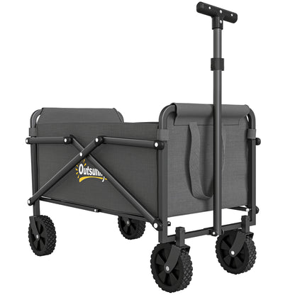 Outsunny 41L Festival Trolley on Wheels, Small Garden Folding Trolley Cart, 60kg Heavy Duty Collapsible Folding Wagon with Adjustable Handle and Carrying Bag for Beach, Camping