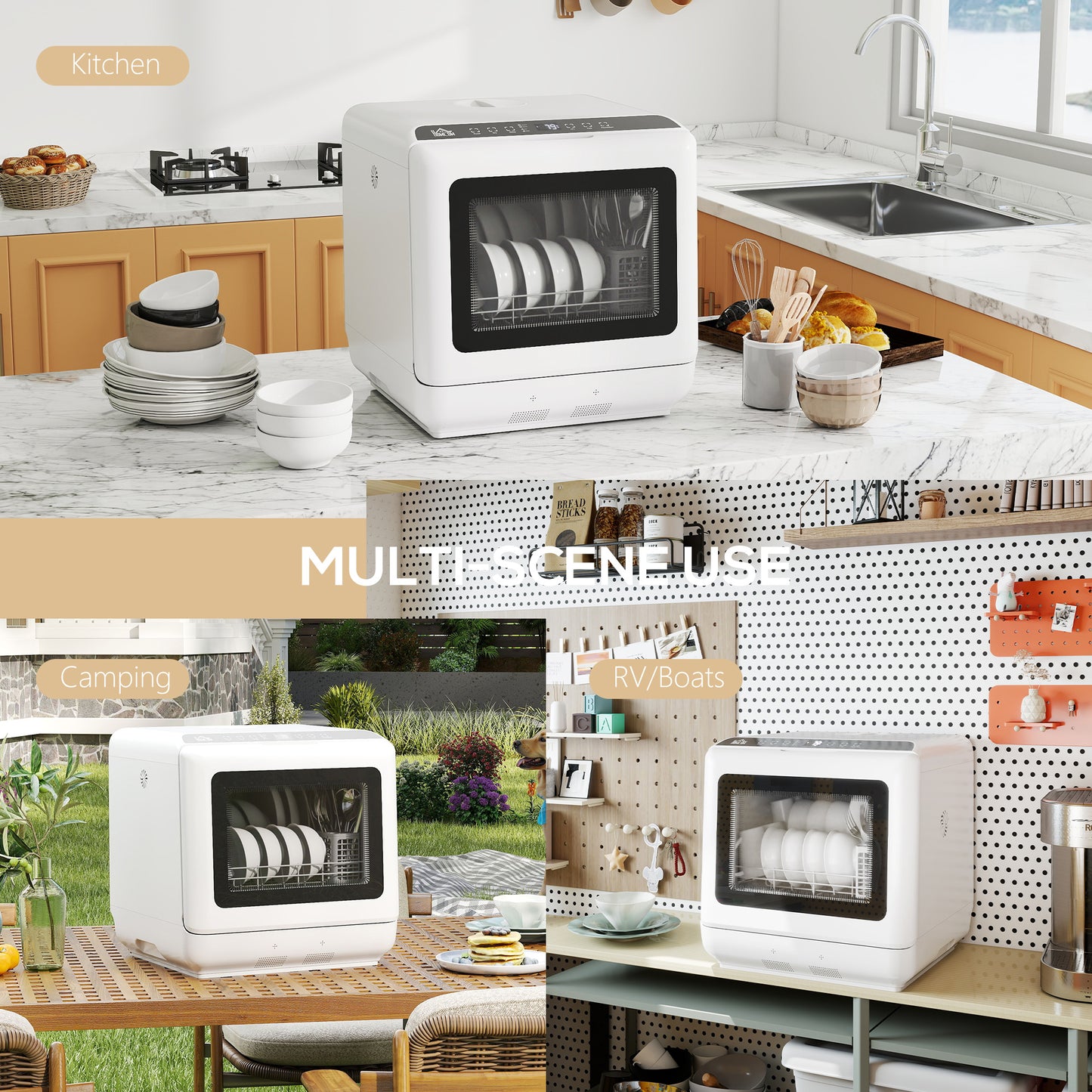 6L Five-Mode Tabletop Dishwasher - White