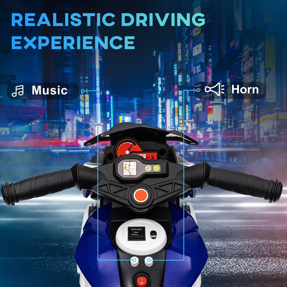 6V Kids Electric Ride-On Motorcycle | 3-Wheel Stable Design | 25W Motor | 0-3 km/h | LED Headlight | Music & Horn | 45 Min Ride | Max 25kg | Age 3-8 | 86x42x52cm | Blue or Pink