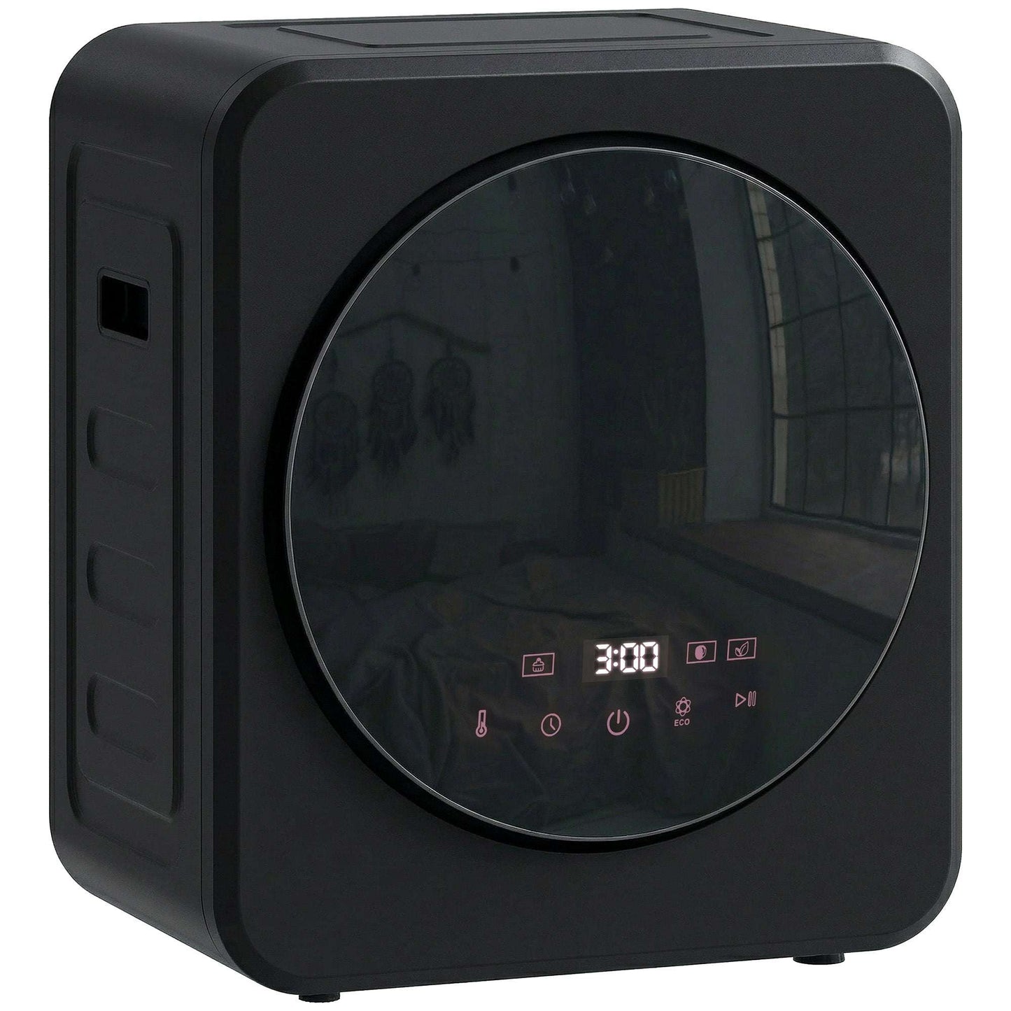 Vented Tumble Dryer, 4 kg Front Tumble Dryer with Stainless Steel Tub, 800W Compact Freestanding Black