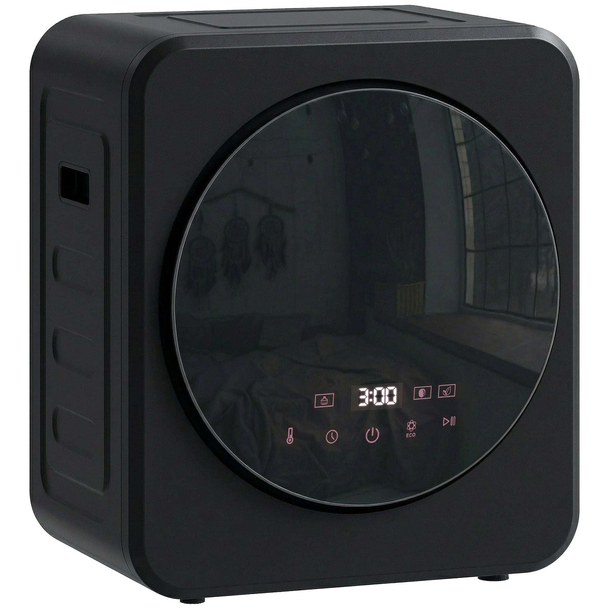 Vented Tumble Dryer, 4 kg Front Tumble Dryer with Stainless Steel Tub, 800W Compact Freestanding Black