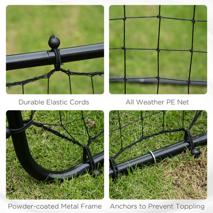 Football Rebounder Net Practise Kickback Goal for Teens Adults Softball Training Black
