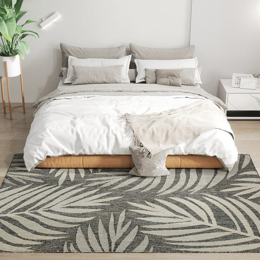 UV Resistant Indoor & Outdoor Area Rug, Easy-Cleaning Machine Washable Rug for Patio, Garden, Kitchen, Bathroom or Living Room, 230 x 160 cm, Grey