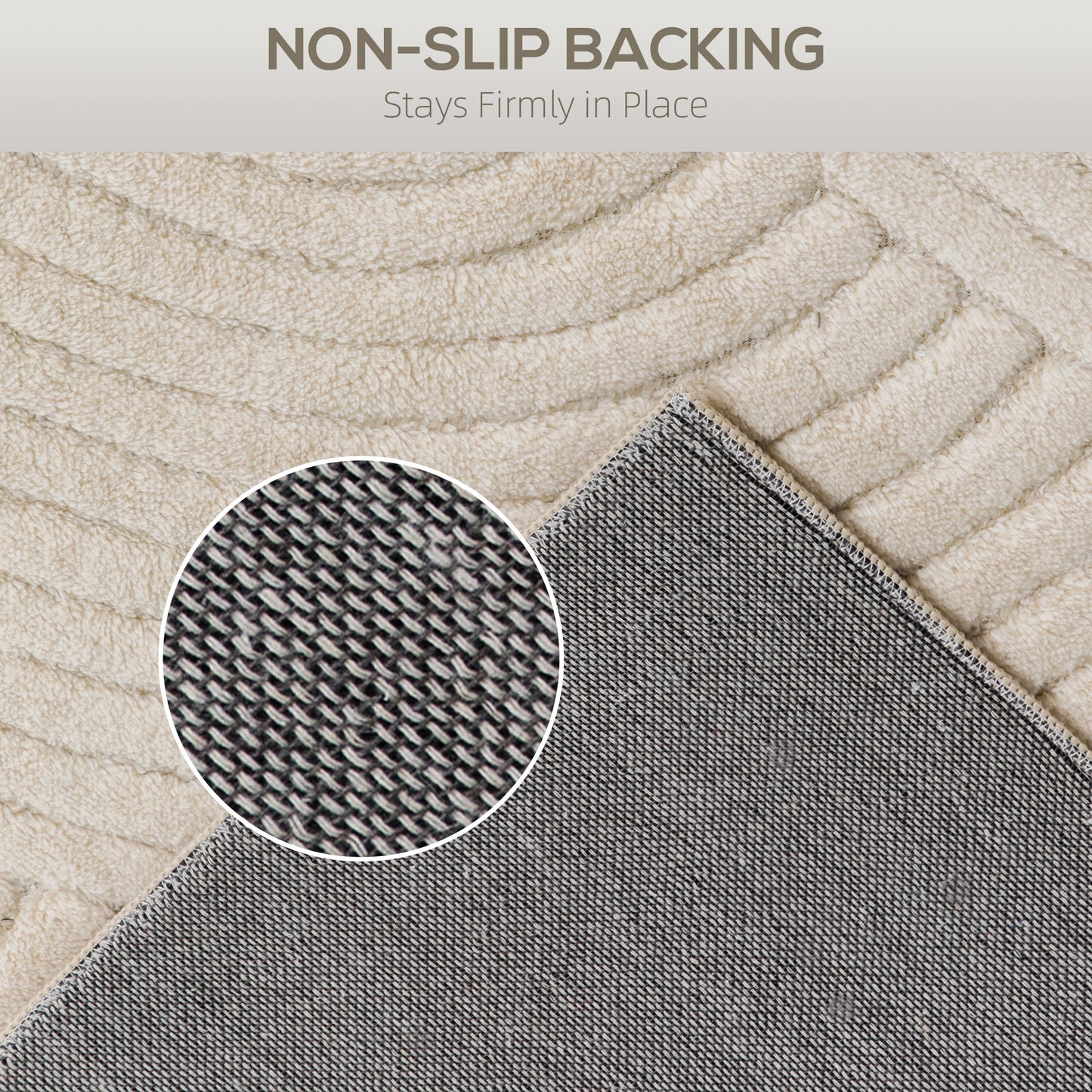 Modern Geometric Jacquard Rug | 15mm Plush Pile | Non-Slip Cotton-Polyester Backing | Reinforced Edges | 160x120cm | Cream