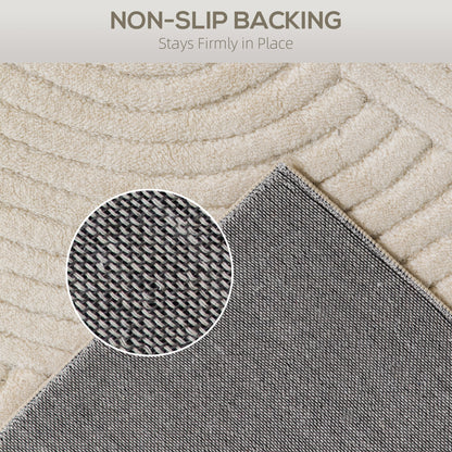 Modern Geometric Jacquard Rug | 15mm Plush Pile | Non-Slip Cotton-Polyester Backing | Reinforced Edges | 160x120cm | Cream
