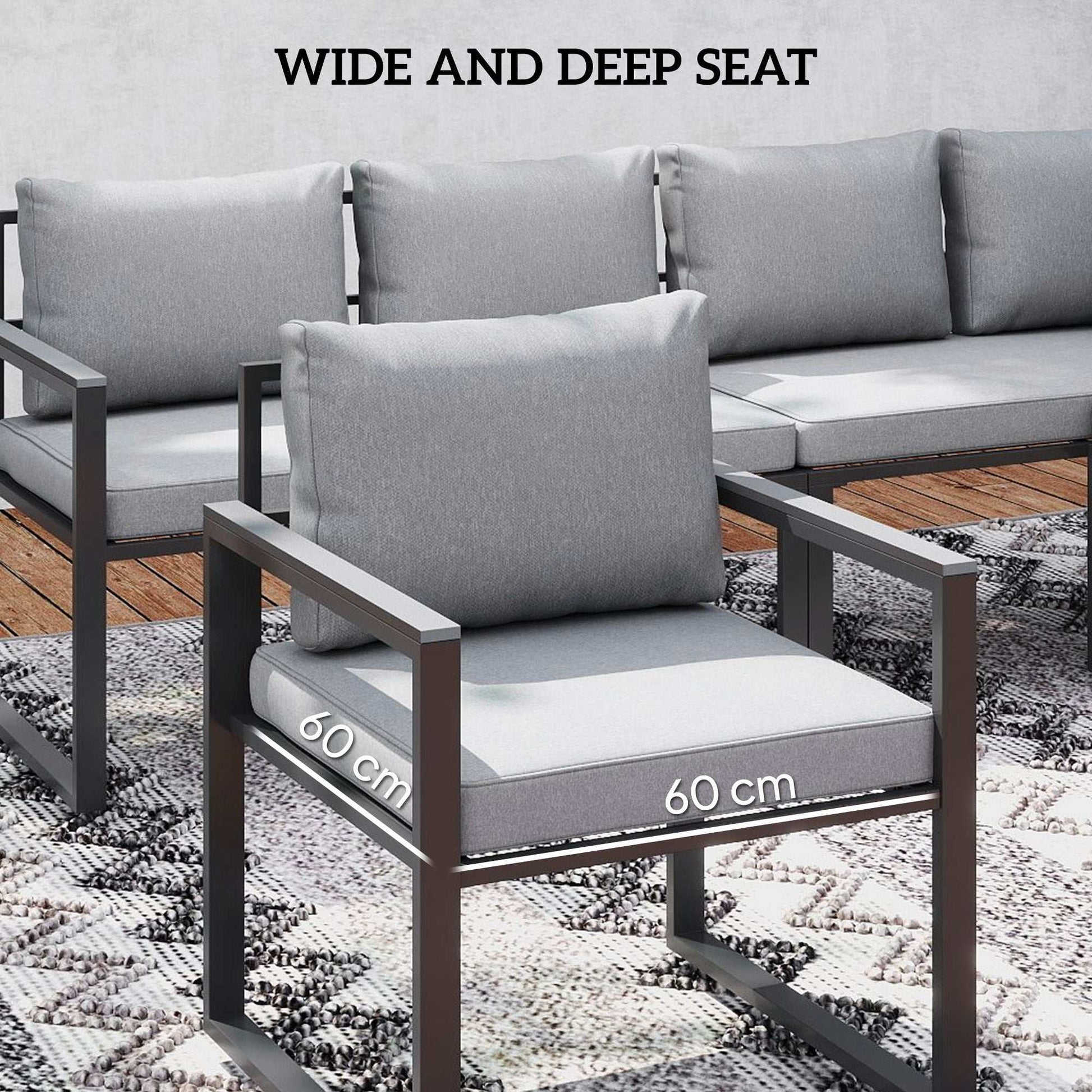 Outsunny Six Piece L Shaped Garden Furniture Set with 3 Loveseats - Grey