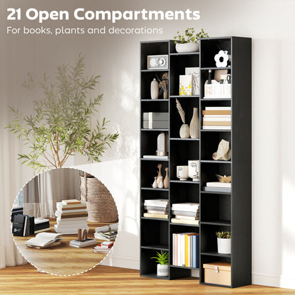 21-Compartment Bookshelf - Black / White