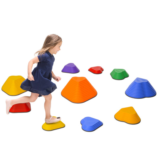 AIYAPLAY 11 Piece Heart-Shaped Kids Stepping Stones Balance & Motor Skills, Multicoloured