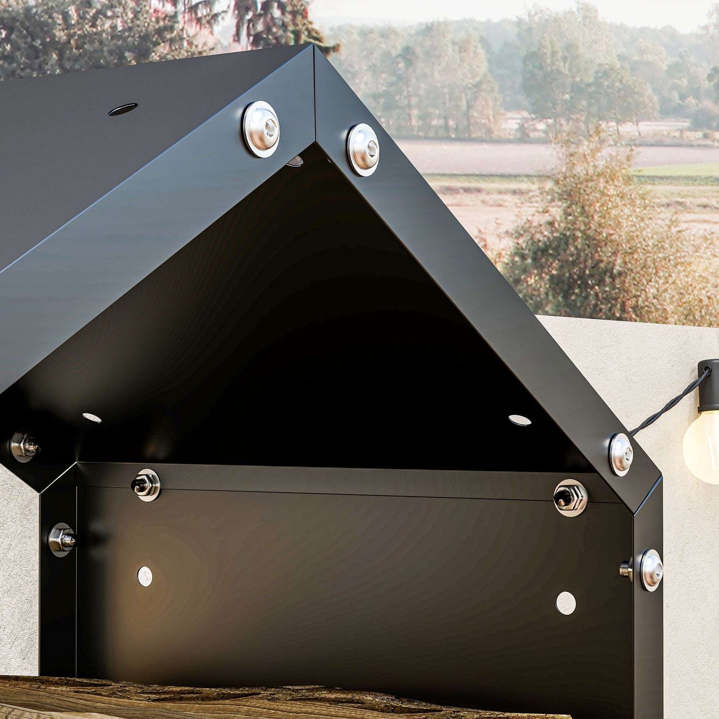 Outsunny Fireplace Log Rack, Steel Firewood Log Holder, 3 Hexagon Boxes, Indoor Outdoor Wood Storage Shelf, 113 x 37 x 113cm, Black