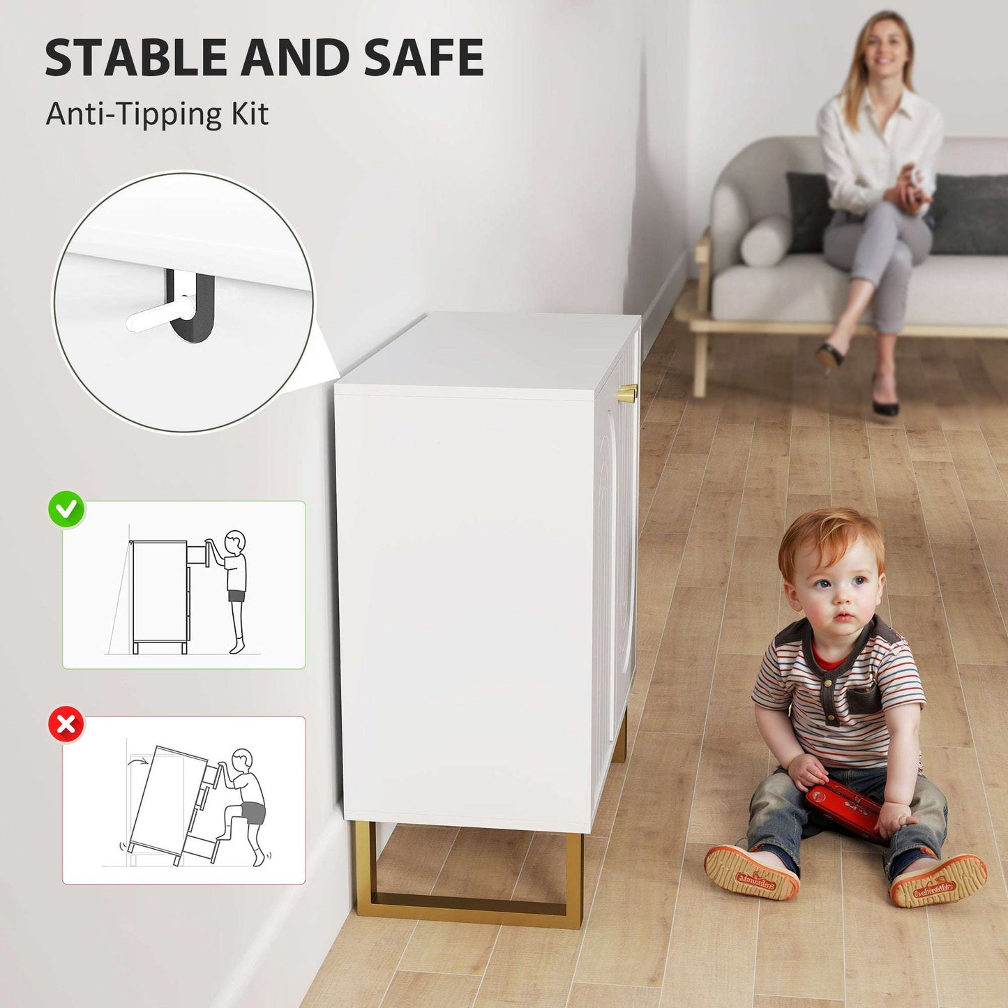 2-Door Sideboard Storage Cabinet Unit - White