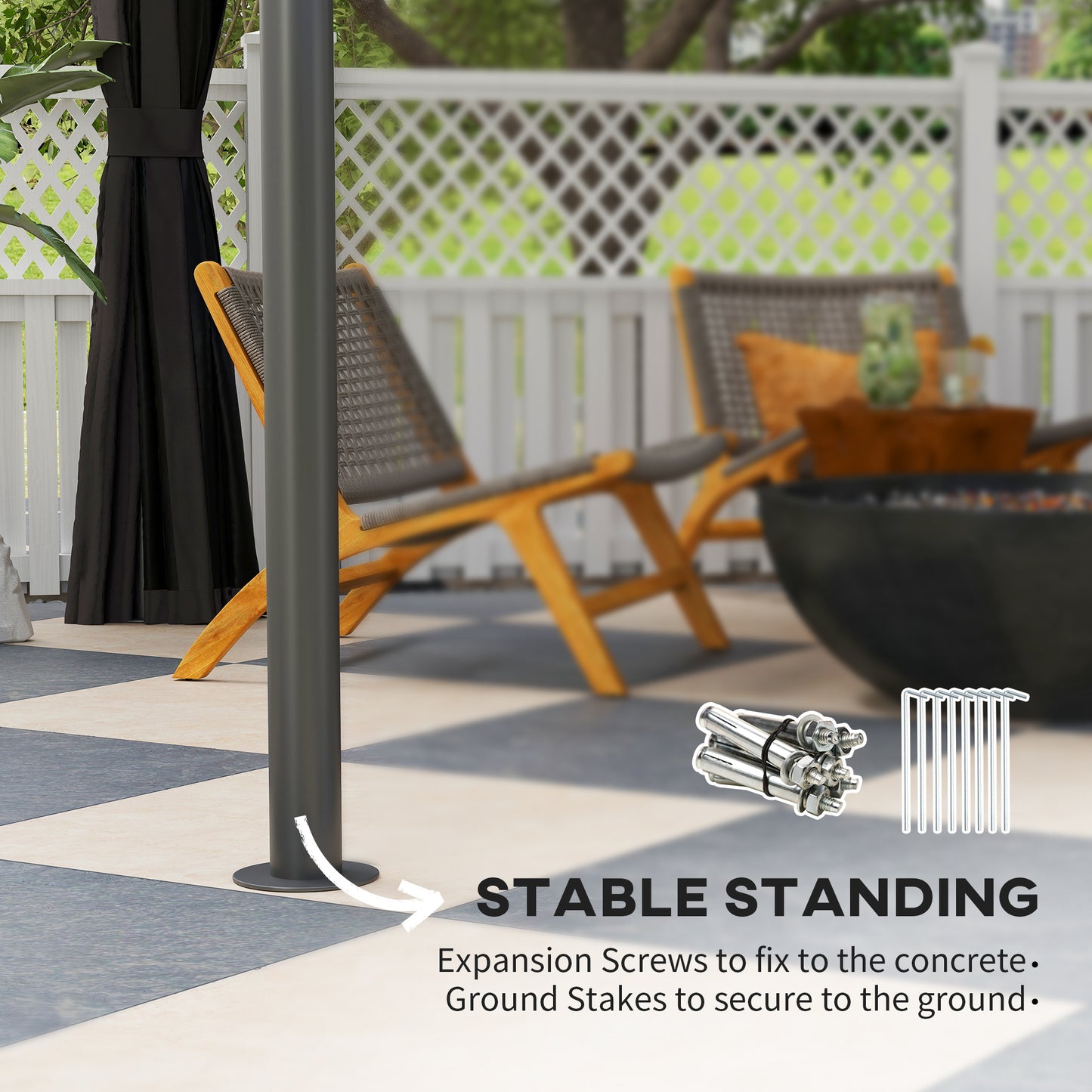 3 x 3 (m) Outdoor Polycarbonate Gazebo, Double Roof Hard Top Gazebo with Galvanised Steel Frame & Curtains for Garden, Lawn, Patio and Deck