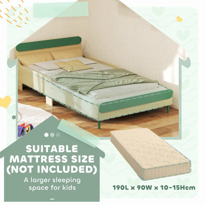 Toddler Bed with Safety Rail for Ages 3-10 Years, 195 x 103 x 60.5cm, Green