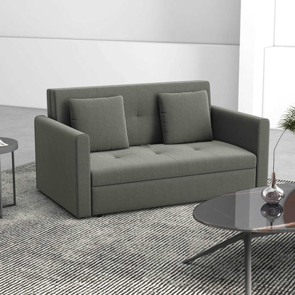 2 Seater Sofa Bed, Convertible Bed Settee, Modern Fabric Loveseat Sofa Couch w/ Cushions, Hidden Storage for Guest Room, Light Grey