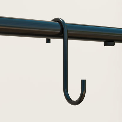 3 Tier Plant Stand with Hanging Rod and Hooks, Metal Plant Rack Shelf, Ladder Flower Pot for Indoor Outdoor, Black