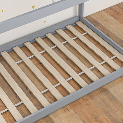 Single Bed Frame, House Scandinavian Style Wooden Bed Frame for 90W x 190Dcm Mattress, Pine Wood Bed Base