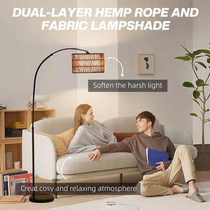 Floor Lamp for Living Room, Modern Standing Lamp with Dual-Layer Shade & Foot Switch, Height Adjustable Minimalist Tall Pole Lampshade