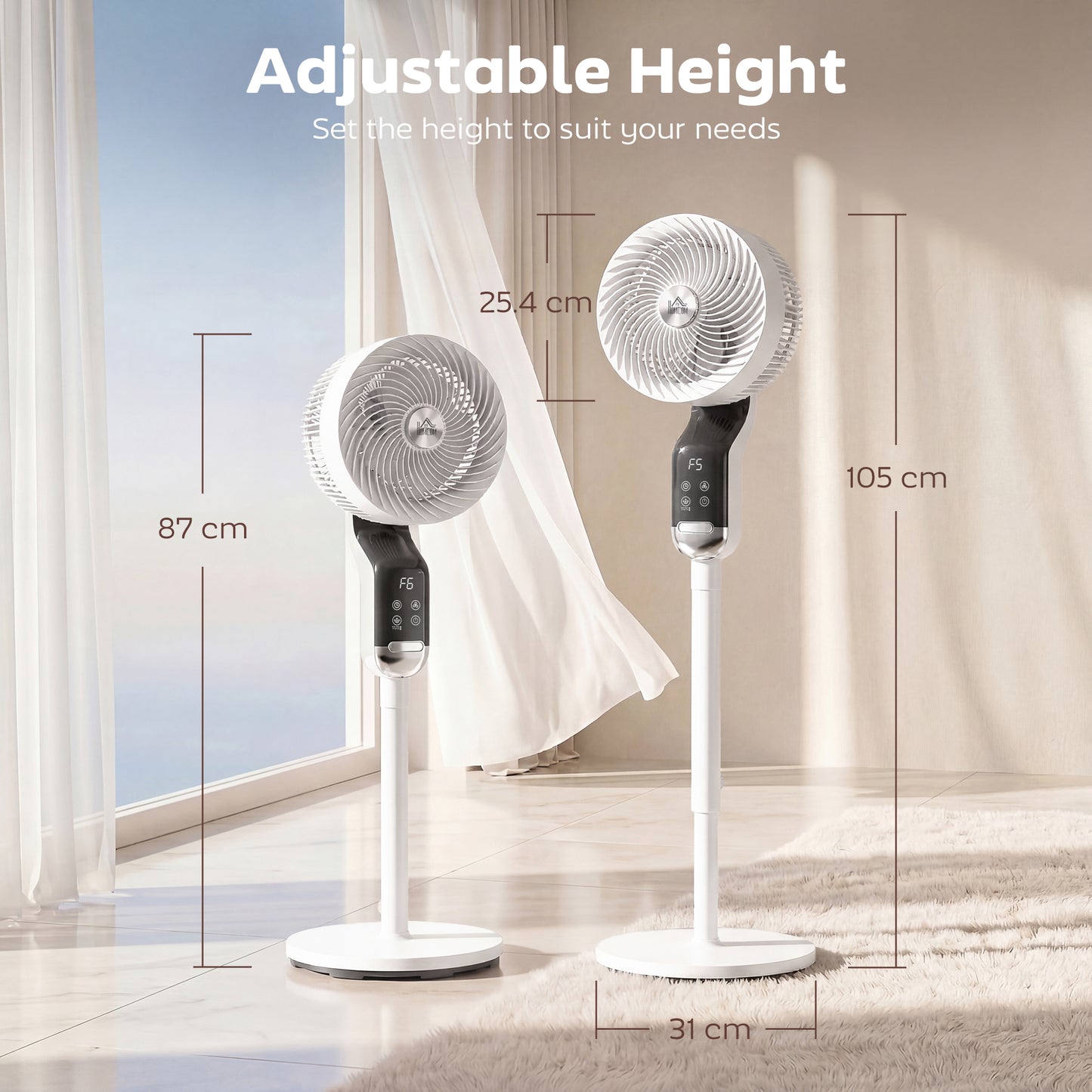 Silent Standing Pedestal Fan | 41" | 20dB Sleep Mode | 8 Speeds | 85° Oscillation | 12H Timer | Remote | Aroma Box | White