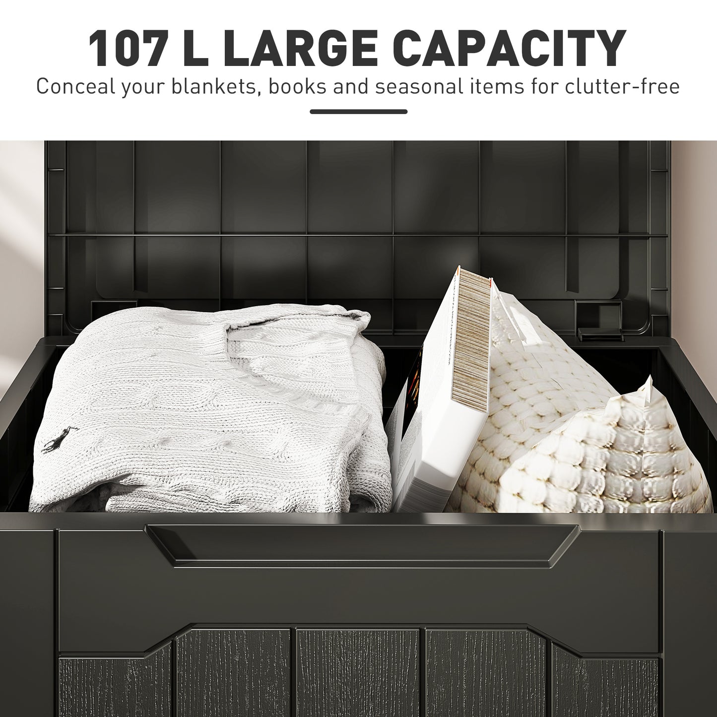 107 L Plastic Storage Chest with Lid - Charcoal Grey