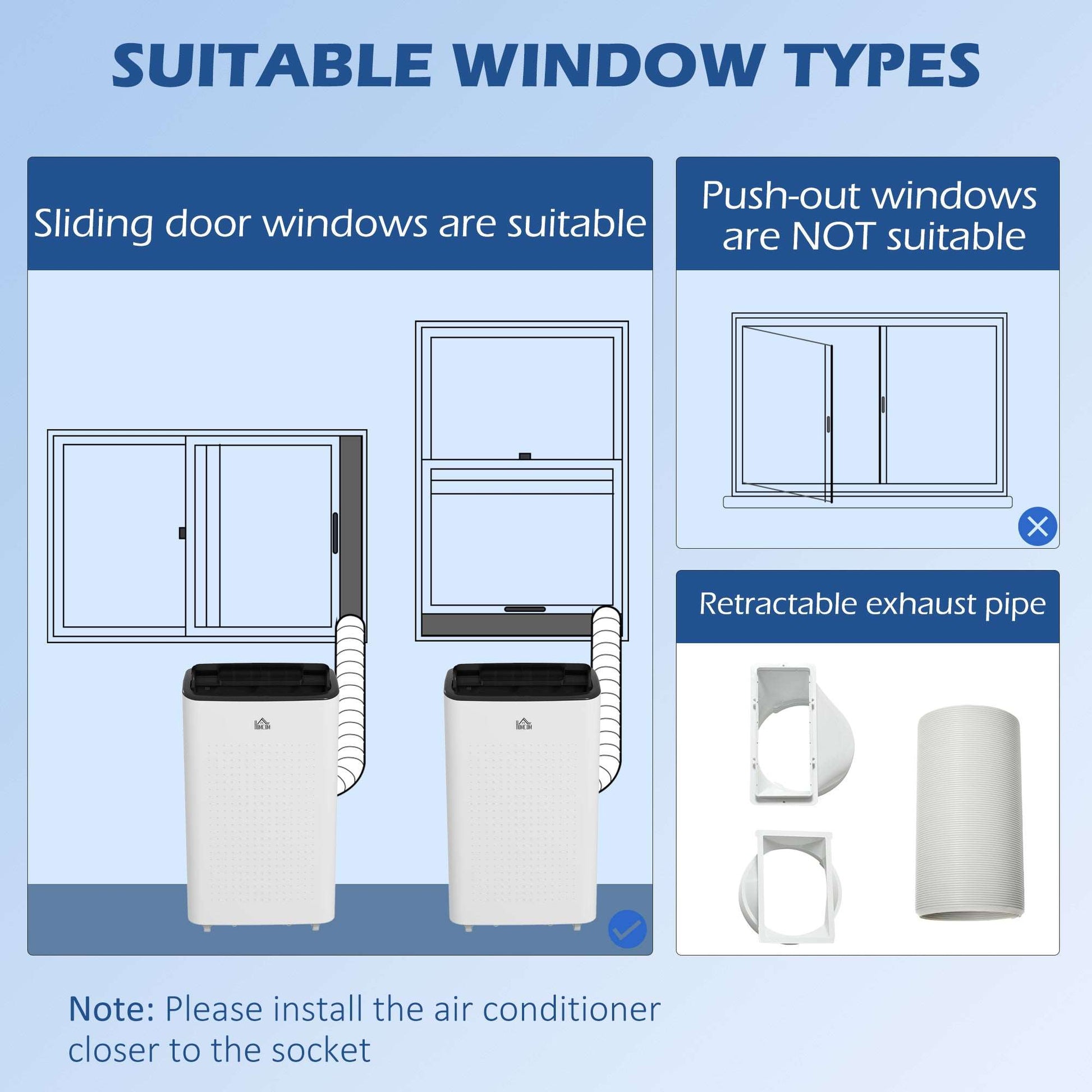 14,000 BTU Mobile Air Conditioner for Room up to 35m², Smart Home WiFi Compatible, with Dehumidifier, Fan, 24H Timer