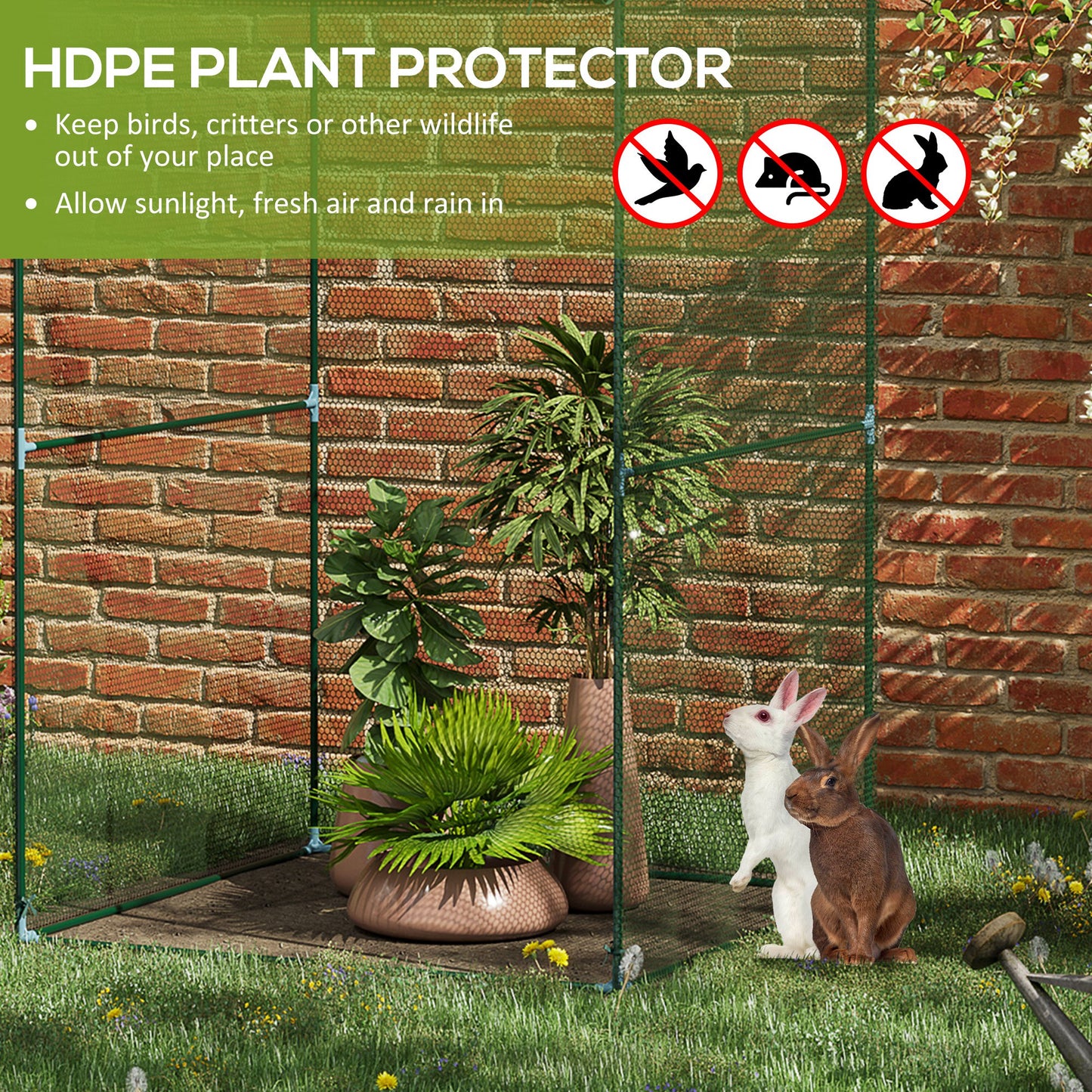 Outsunny Fruit Cage Bird Netting, Vegetable Plant Protection Tent with Zipped Door, Anti Bird, Insects, Small Animals, 1.2 x 1.2 x 1.8m, Dark Green