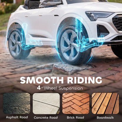 Licensed Audi Q8 e-tron Sportback Kids Ride On Car | Parental Remote | 4-Wheel Suspension | Soft Start | LED Lights | MP3 | Ages 3–4 | White or Black