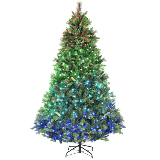 7.5ft Carolina Pine Christmas Tree with Colourful DIY Synchronised LED Lights and Remote