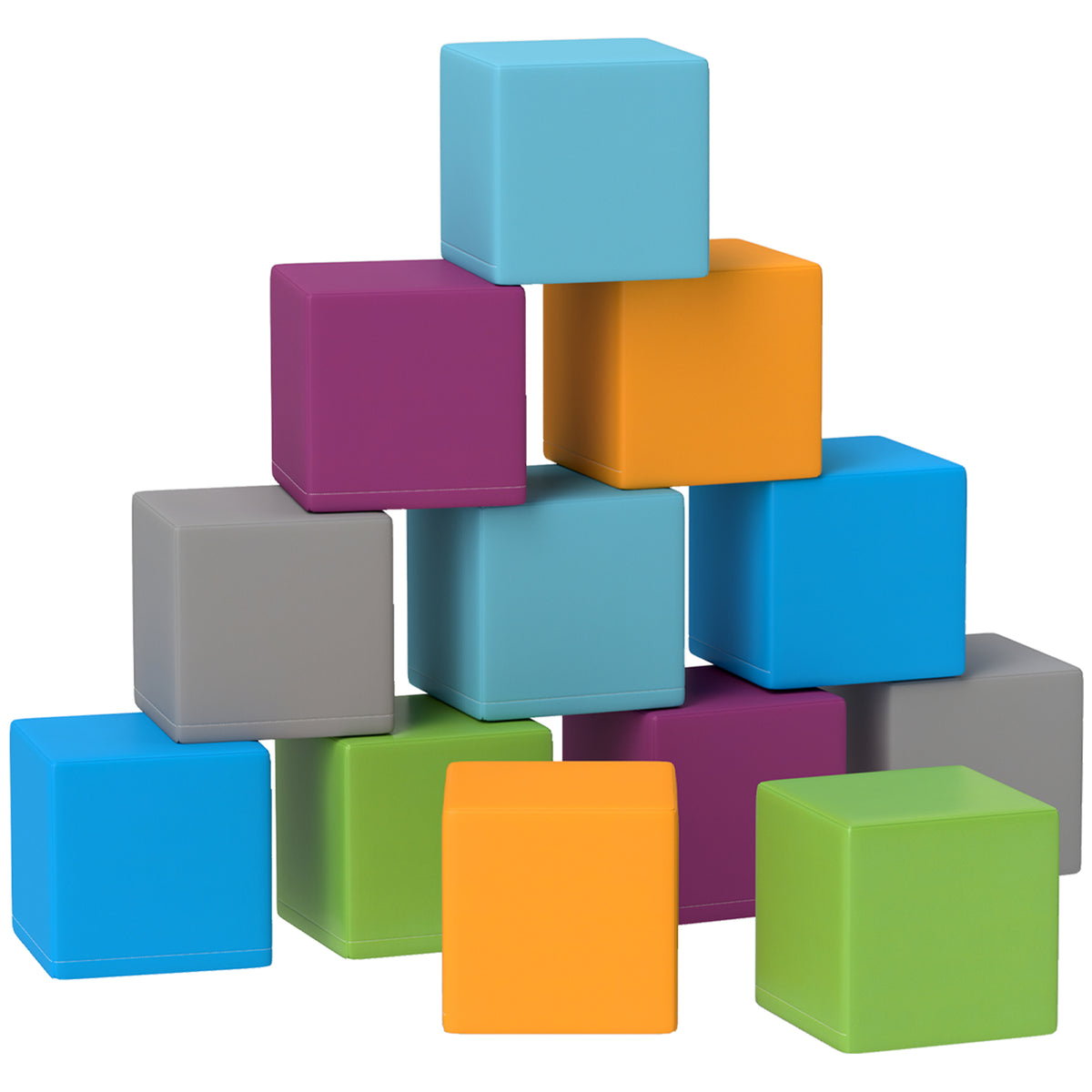 12 Piece Soft Foam Play Blocks | Building & Stacking Toy | PU Cover | Ages 12–36 Months | Wipe Clean | Multi-colour
