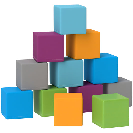 12 Piece Soft Foam Play Blocks | Building & Stacking Toy | PU Cover | Ages 12–36 Months | Wipe Clean | Multi-colour