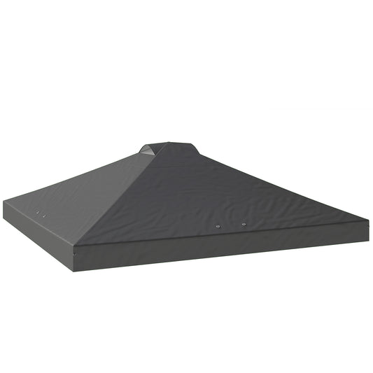3x3m Gazebo Roof Replacement Canopy | UV50+ Waterproof | 210D Silver-Coated Oxford Fabric | Double Vented | 8 Drainage Holes | Hook & Loop | Fits 3x3m Straight-Leg Frames | Dark Grey