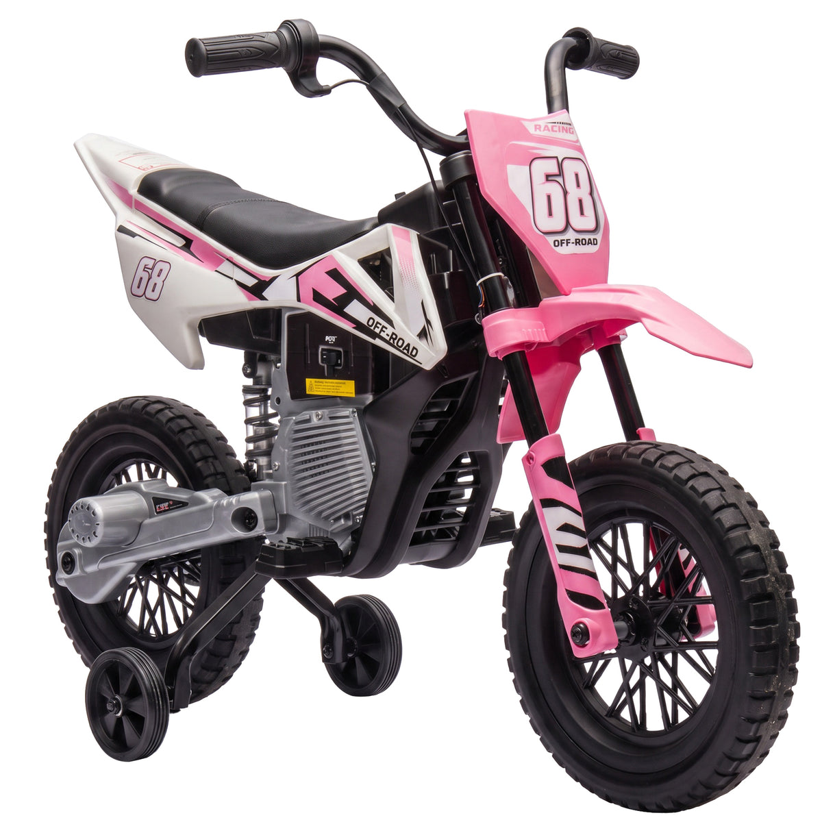 Kids Electric Ride-On Motorcycle | Pink 12V Motorbike with Training Wheels, Rear Suspension, Soft Start & Music | 2.4-5 km/h | 3-6 Years | 30 kg