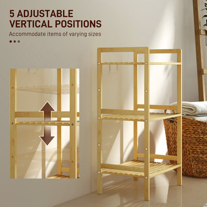 Three-Tier Bamboo Adjustable Shelf Storage Unit