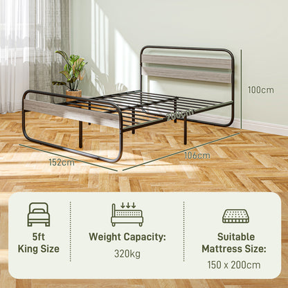 King Size Steel Industrial Bed Frame - Black