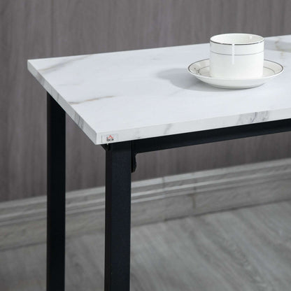 3 Piece Bar Table and Stool Set for 2 with Stools Steel Frame Footrest for Kitchen Living Room Small Space White