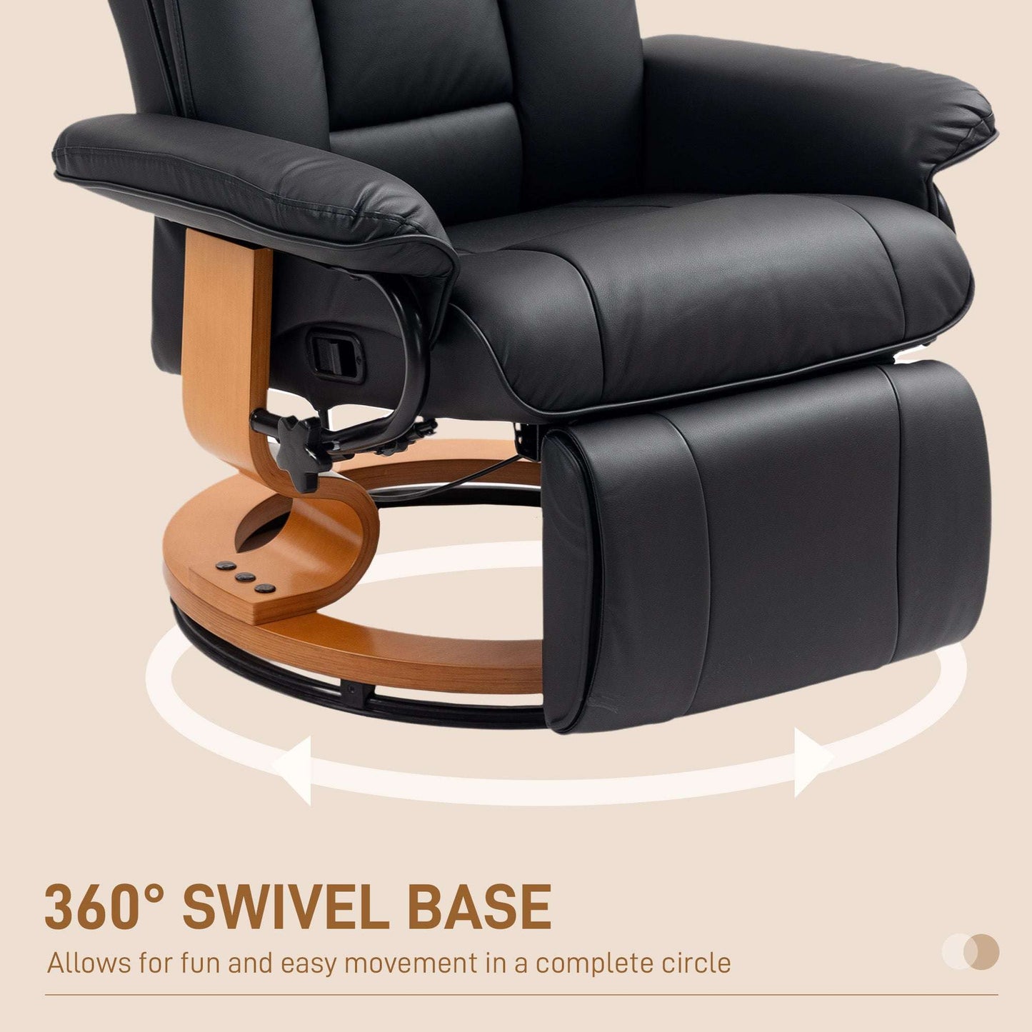 Stylish Faux Leather Recliner Chair - Black