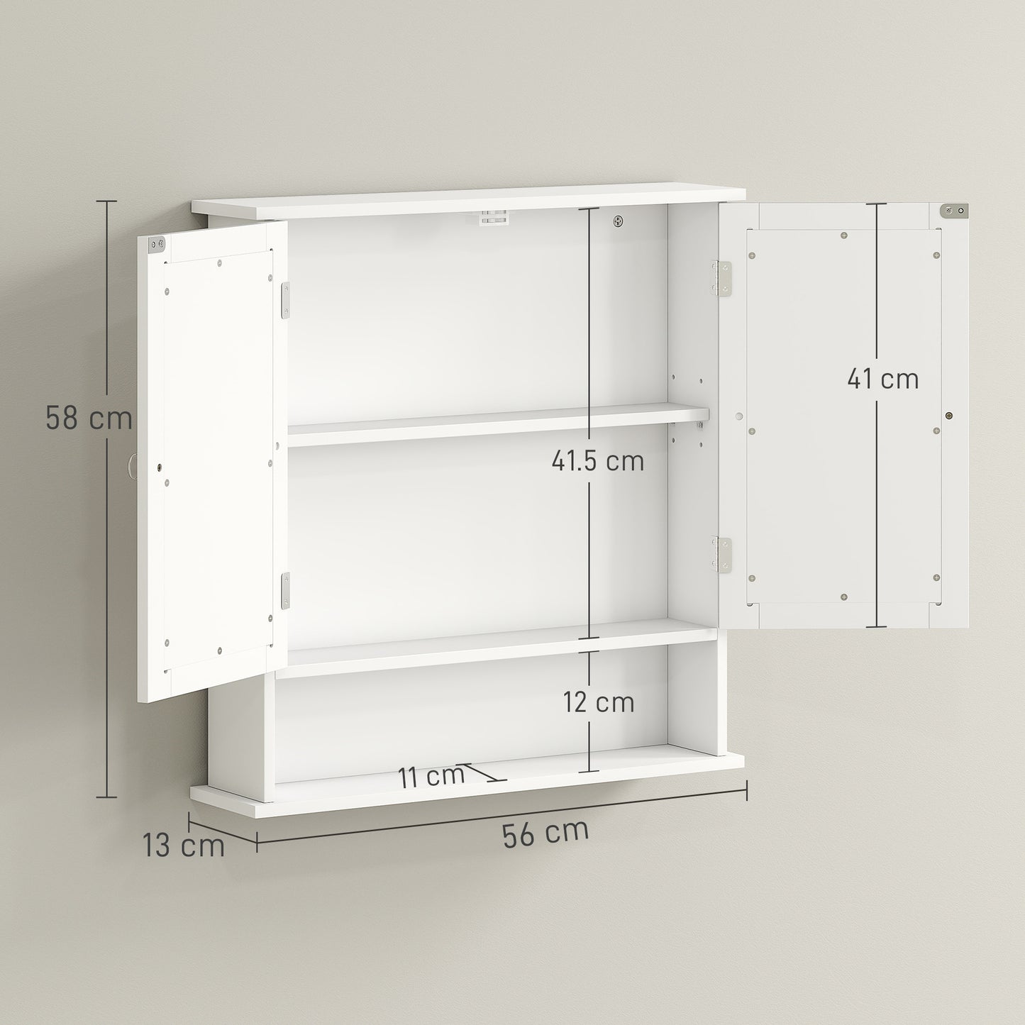 Kleankin Bathroom Wall Storage Cabinet - White
