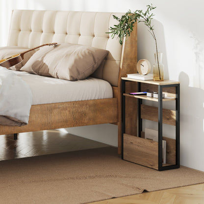 Industrial-Style Side Table - Black/Walnut Brown