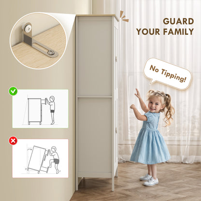 176.5 cm Tall Pantry Cupboard with Motion Sensor LED Light - White