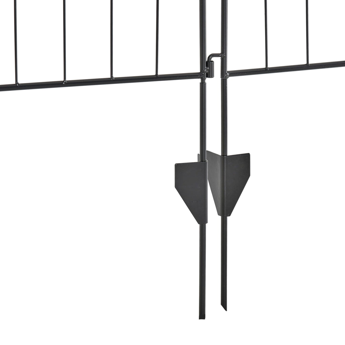 Outsunny Set of 2 Decorative Garden Fence, 8 Panels Metal Picket Fence, Versatile Shapes for Patio Lawn, 365cm x 112cm, Black