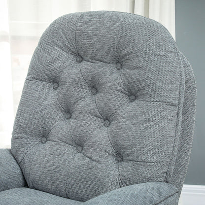 Armchair With 360 Degree Swivel And Wide Padded Seat, Upholstered Accent Chair with Water-Repellent Chenille Fabric - Grey