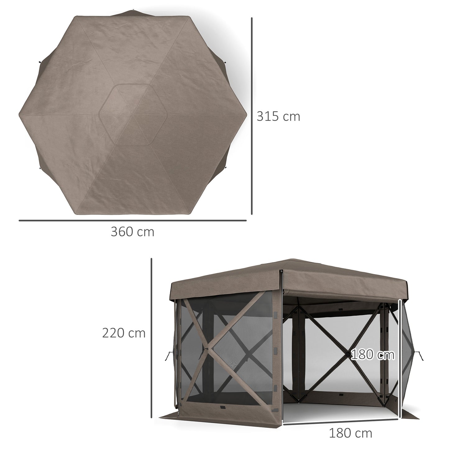 3 x 3(m) Hexagon Pop Up Gazebo with 5 Sides and Carry Bag, Waterproof, UV Resistant Party Tent Instant Event Shelter