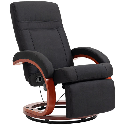 135° Manual Reclining Swivel Chair, with Footrest - Black