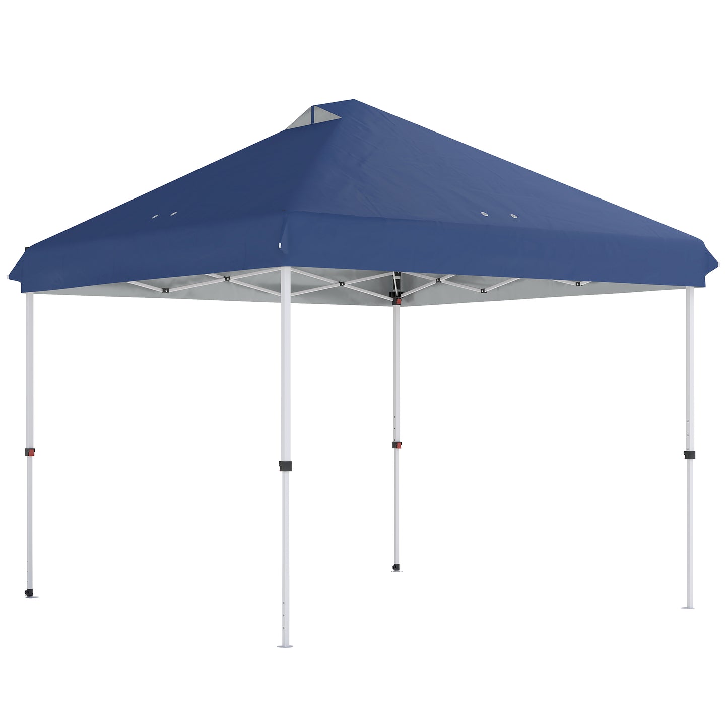 3x3m Pop-Up Gazebo with Flip-Down Wheels & One-Push Central Lock | UPF50+ 210D Oxford Fabric | Top Mesh Vent | 3-Height Adjustment | 4 Sandbags, 4 Guy Ropes & 12 Stakes | Carry Bag | 300x300x273cm | Dark Blue & White