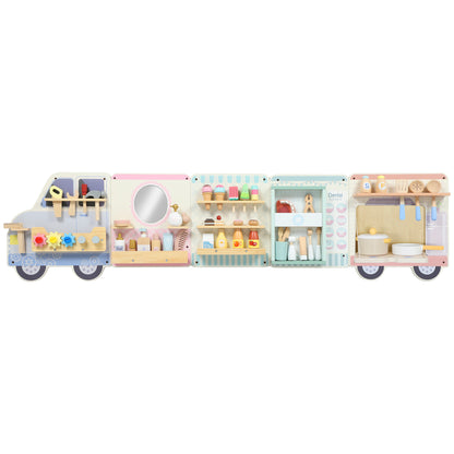 AIYAPLAY Wooden Busy Board, 5 in 1 Activity Wall Panels for Kids 3+ Years, for Daycare, Playroom, Home